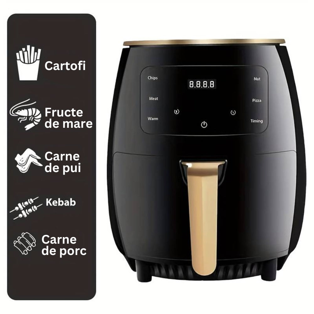 Friteuză cu aer cald Leihmann Air Fryer – 3000W, 6L, LCD Touch digital - 50 hartii cadou
