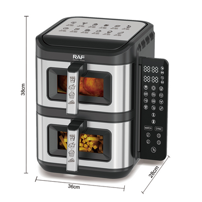 Air fryer dublu RAF R5280 12L 2800W digital 2 compartimente 6L + 6L 100 hartii cadou - Bucatarie si electrocasnice
