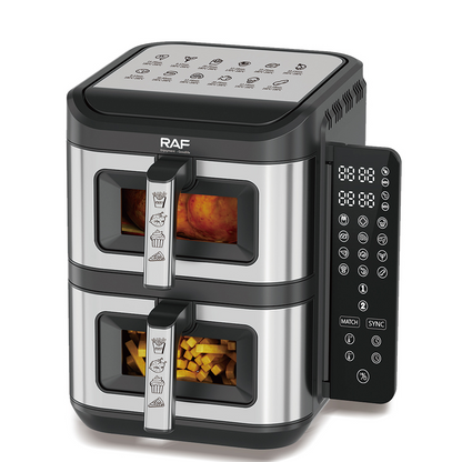Air fryer dublu RAF R5280 12L 2800W digital 2 compartimente 6L + 6L 100 hartii cadou - Bucatarie si electrocasnice