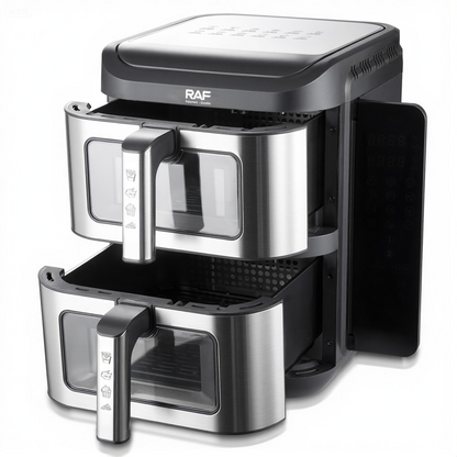 Air fryer dublu RAF R5280 12L 2800W digital 2 compartimente 6L + 6L 100 hartii cadou - Bucatarie si electrocasnice