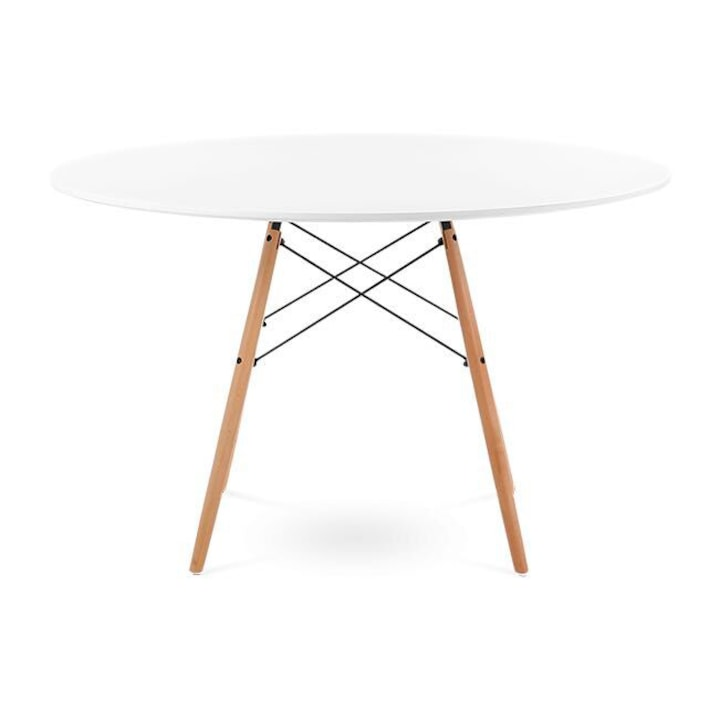Masa dining rotunda scandinava alba 90x72 cm MDF lemn - Bucatarie si electrocasnice