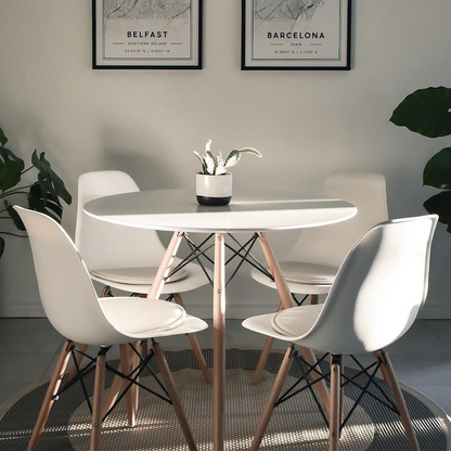 Masa dining rotunda scandinava alba 90x72 cm MDF lemn - Bucatarie si electrocasnice