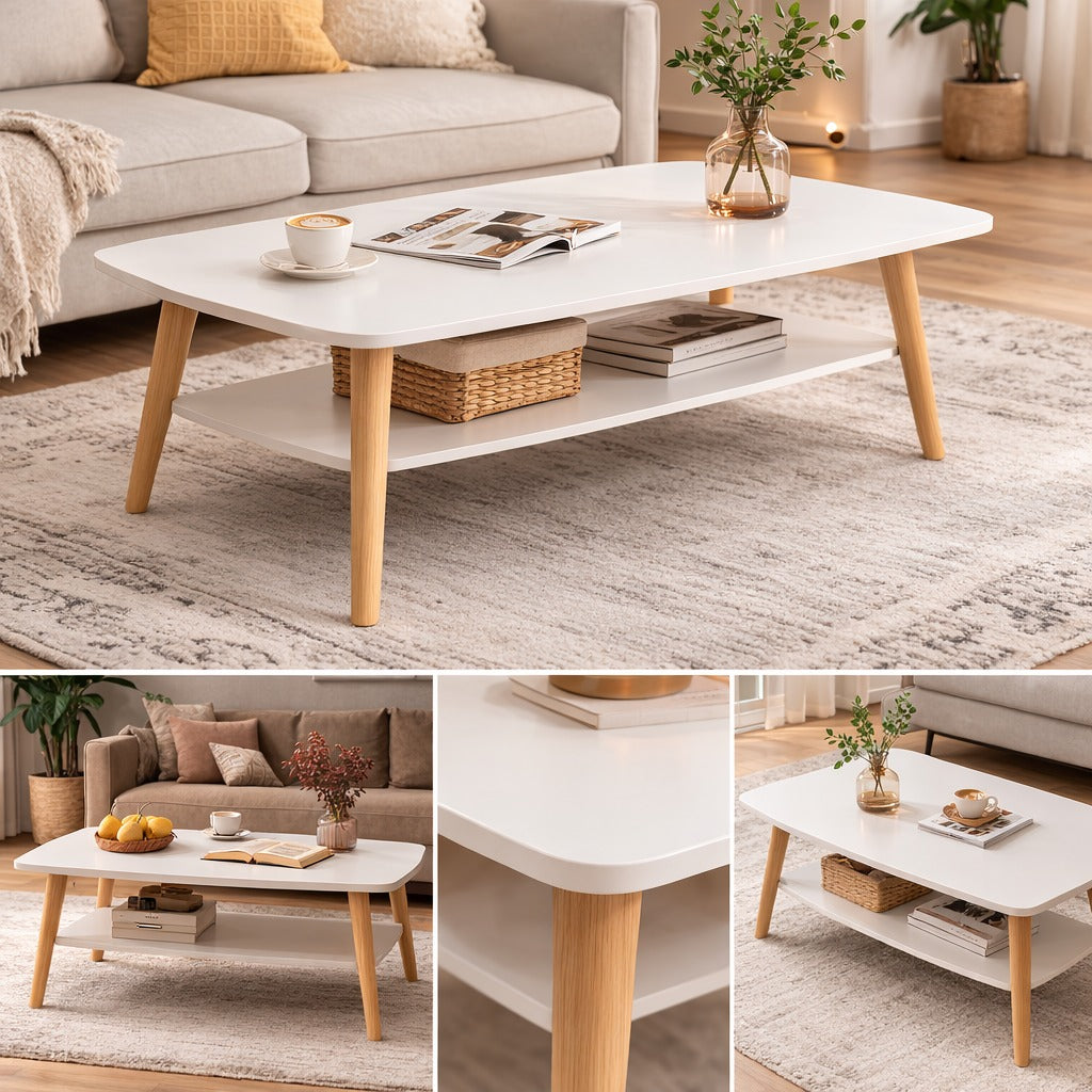 Masuta cafea dreptunghiulara 2 niveluri 100x48x42 cm colturi rotunjite - Bucatarie si electrocasnice