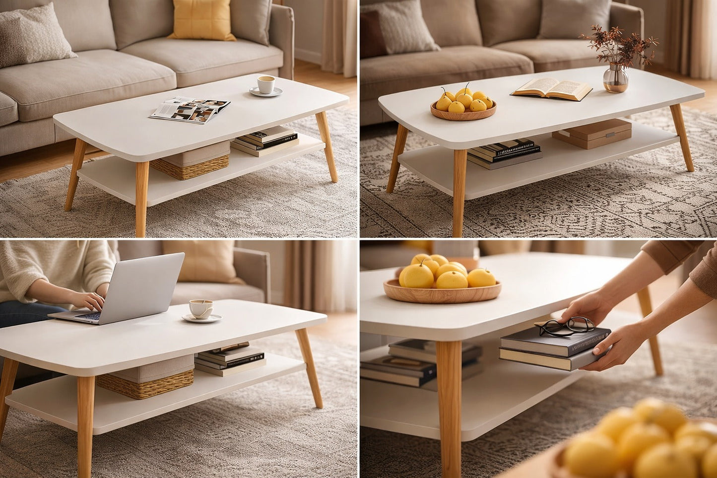 Masuta cafea dreptunghiulara 2 niveluri 100x48x42 cm colturi rotunjite - Bucatarie si electrocasnice