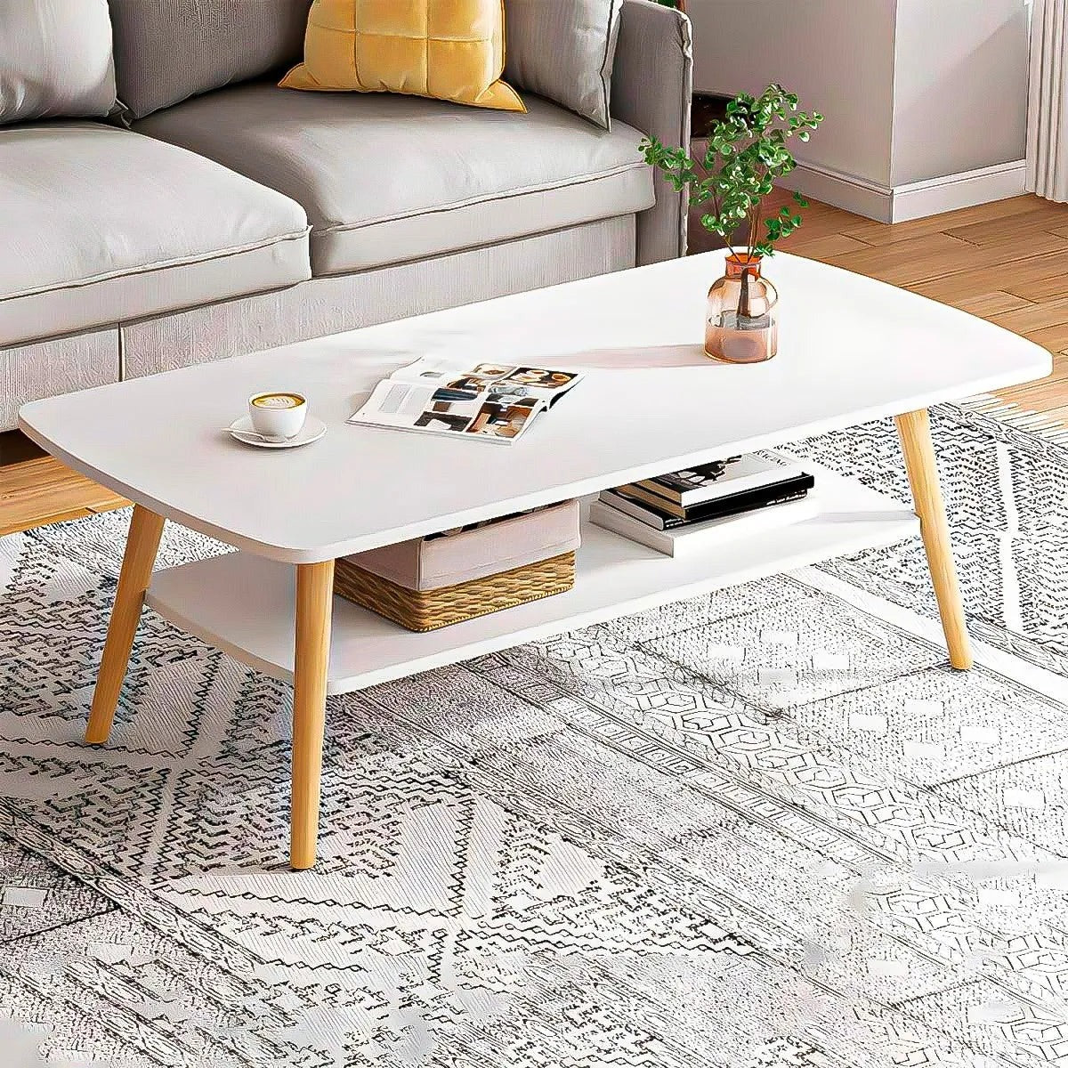 Masuta cafea dreptunghiulara 2 niveluri 100x48x42 cm colturi rotunjite - Bucatarie si electrocasnice
