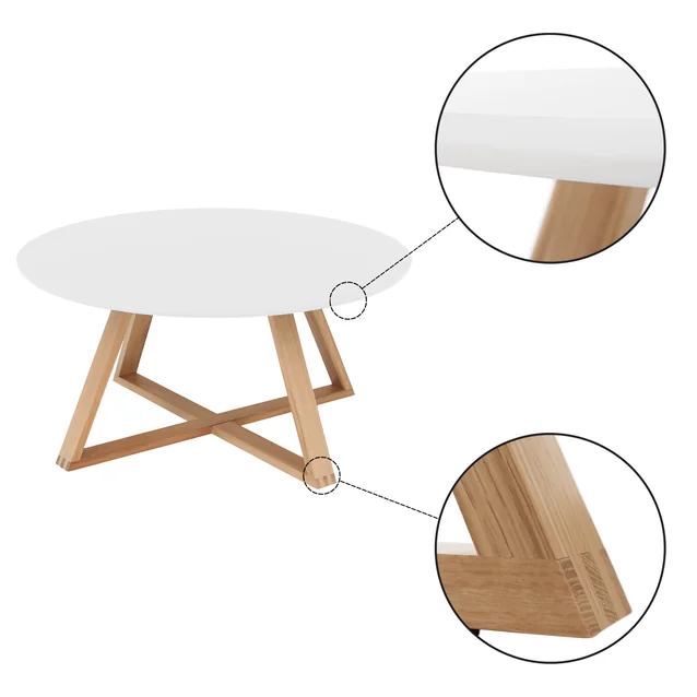 Masuta cafea moderna alba lemn natural 80x39 cm MDF - Bucatarie si electrocasnice