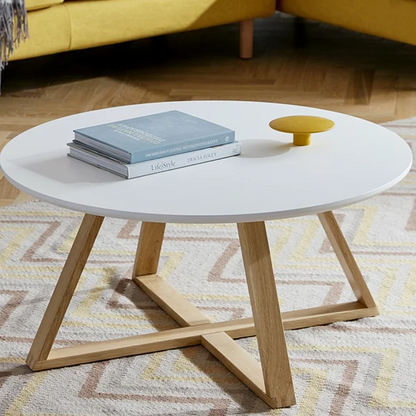 Masuta cafea moderna alba lemn natural 80x39 cm MDF - Bucatarie si electrocasnice