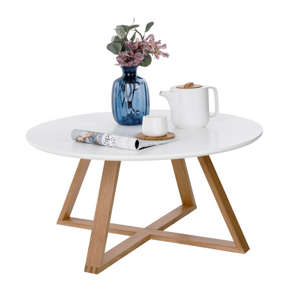 Masuta cafea moderna alba lemn natural 80x39 cm MDF - Bucatarie si electrocasnice