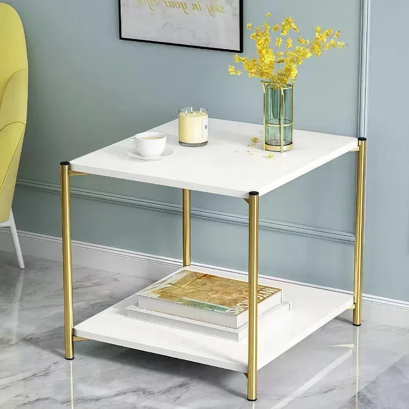 Masuta cafea moderna aurie blat tip marmura 40x40x43 cm - Bucatarie si electrocasnice