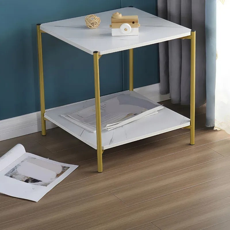 Masuta cafea moderna aurie blat tip marmura 40x40x43 cm - Bucatarie si electrocasnice