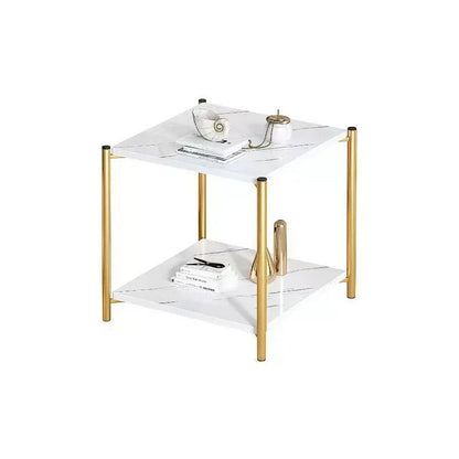 Masuta cafea moderna aurie blat tip marmura 40x40x43 cm - Bucatarie si electrocasnice