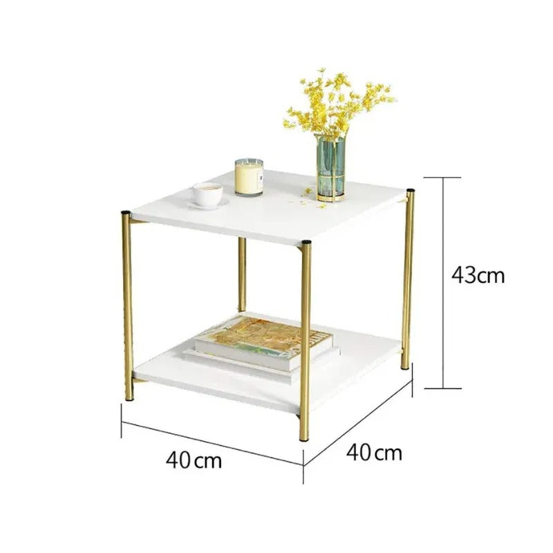Masuta cafea moderna aurie blat tip marmura 40x40x43 cm - Bucatarie si electrocasnice