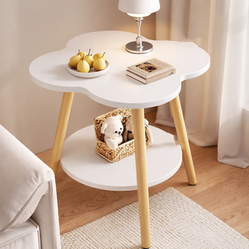 Masuta cafea multifunctionala cu raft blat alb lemn 60x40x48 cm - Copii si bebelusi