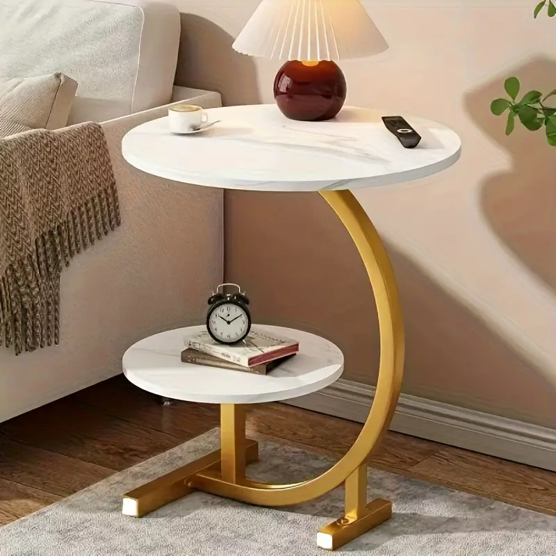 Masuta cafea nordica rotunda 62x40 cm MDF metal eleganta - Bucatarie si electrocasnice