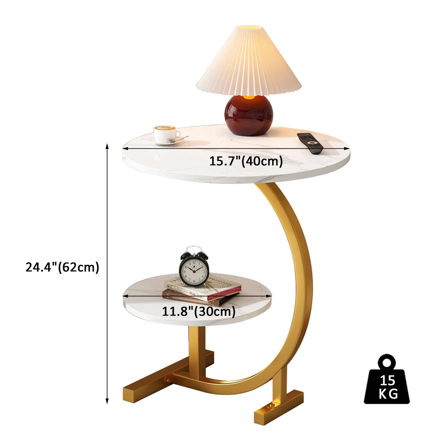 Masuta cafea nordica rotunda 62x40 cm MDF metal eleganta - Bucatarie si electrocasnice