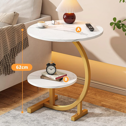 Masuta cafea nordica rotunda 62x40 cm MDF metal eleganta - Bucatarie si electrocasnice