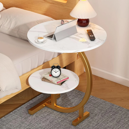 Masuta cafea nordica rotunda 62x40 cm MDF metal eleganta - Bucatarie si electrocasnice