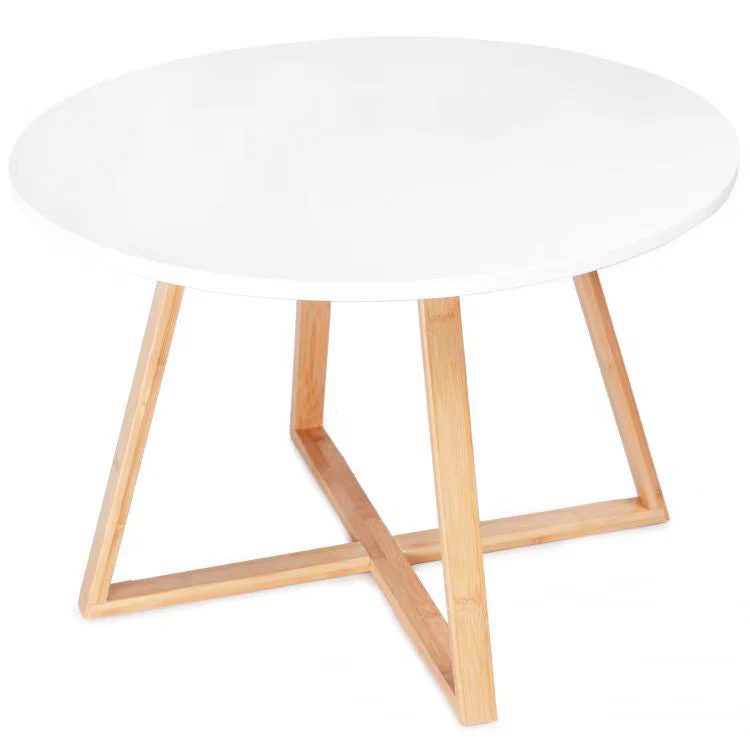 Masuta cafea rotunda 60 cm MDF picioare bambus moderna - Bucatarie si electrocasnice