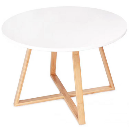 Masuta cafea rotunda 60 cm MDF picioare bambus moderna - Bucatarie si electrocasnice