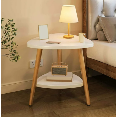 Masuta laterala moderna triunghi alba 2 polite 50x40x50 cm - Bucatarie si electrocasnice