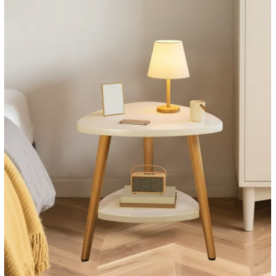 Masuta laterala moderna triunghi alba 2 polite 50x40x50 cm - Bucatarie si electrocasnice