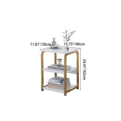 Masuta laterala moderna nordica 3 niveluri alb auriu 62x40x30 cm - Bucatarie si electrocasnice