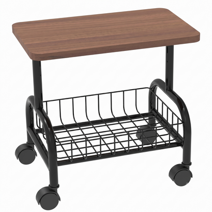 Masuta moderna cu spatiu de depozitare, 2 niveluri, 43x30x54 cm, maro/negru - Mobilier si organizare