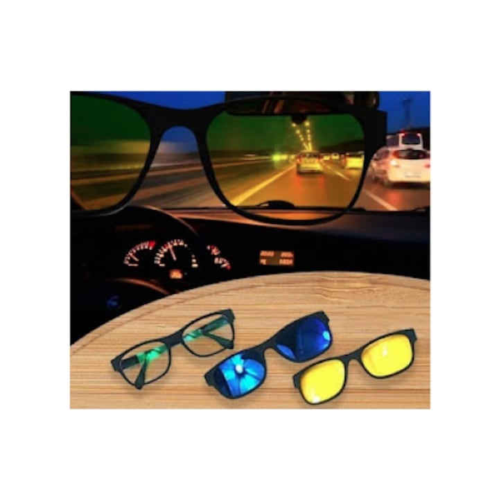 Ochelari de Soare Magnetici Magic Vision 3 in 1 cu Lentile Interschimbabile - Auto si moto
