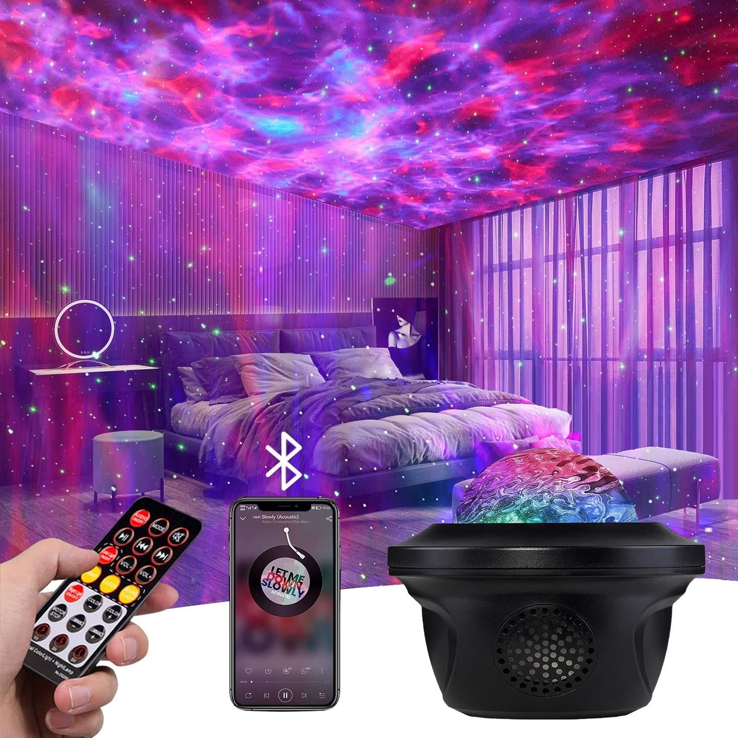 Proiector Star Galaxy LED si difuzor Bluetooth