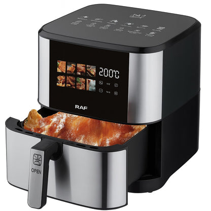 Friteuză cu Aer Cald RAF R-50005 8L, 1800W – Airfryer fără ulei, 360° Air Circulation, Digital - 50 hartii incluse
