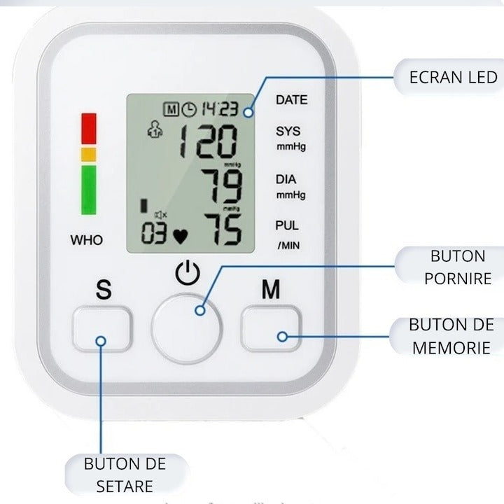 Set Tensiometru Electronic + Termometru Infraroșu Non-Contact – Monitorizare completă acasă