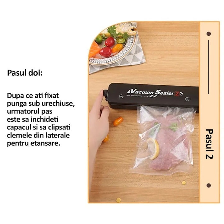 Aparat vidat si sigilat alimente - cu 10 pungi, carne/legume/fructe - Bucatarie si electrocasnice
