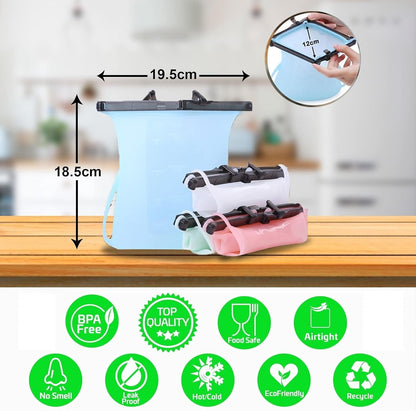 Punga reutilizabila din silicon - Etanse, fara miros, alternative Ziplock - Bucatarie si electrocasnice