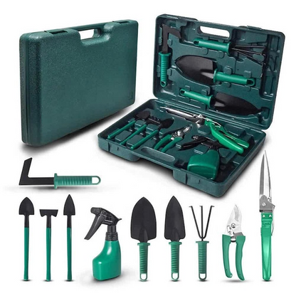 Set unelte gradinarit 10 piese cu valiza foarfeca lopata grebla - Sport si timp liber