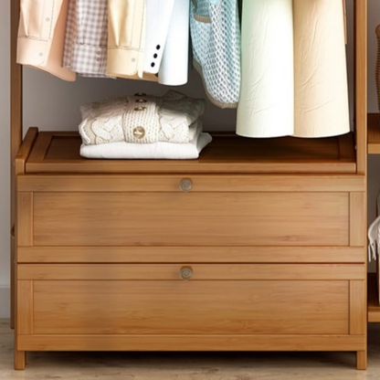Suport haine bambus multifunctional cu rafturi si umerase 140x100x37 - Mobilier si organizare