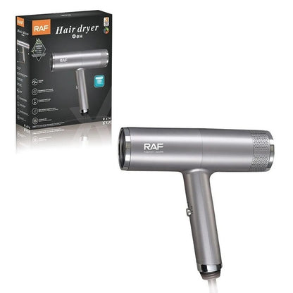 Uscator de par cu ioni negativi, RAF R474, 1600W, 2 viteze, buton de aer rece, 1 cap magnetic inclus, argintiu