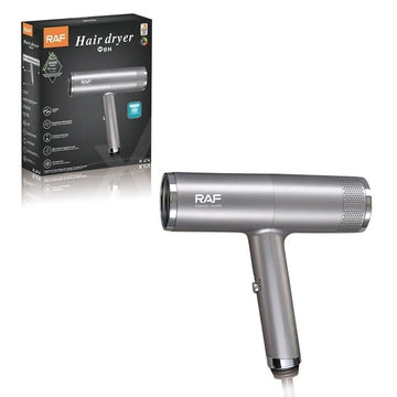 Uscator de par cu ioni negativi, RAF R474, 1600W, 2 viteze, buton de aer rece, 1 cap magnetic inclus, argintiu