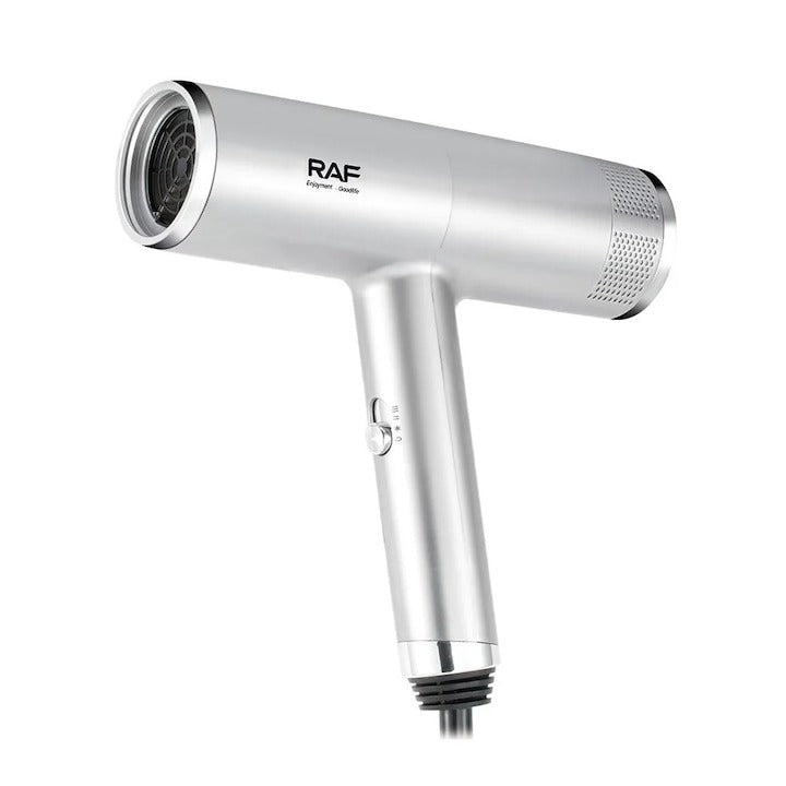 Uscator de par cu ioni negativi, RAF R474, 1600W, 2 viteze, buton de aer rece, 1 cap magnetic inclus, argintiu - Sanatate si