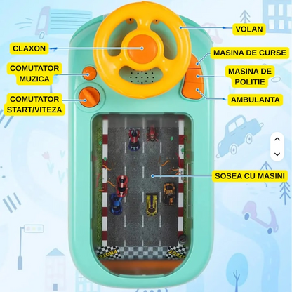 Volan interactiv copii cu sunete si joc de curse 43x22x13 cm - Copii si bebelusi
