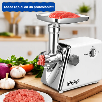 Masina De Carne DEMAHO 3000W - Tocare Rapida, Functie Reverse si Accesorii Pentru Carnati & Kibbe - Bucatarie si