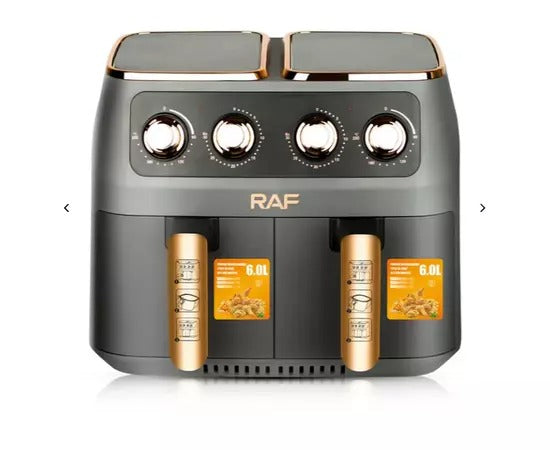 Air Fryer RAF 5236 12L XL cu 2 Coșuri Independente, Touch Screen, Ușă Dublă, 2800W - 50 hartii incluse