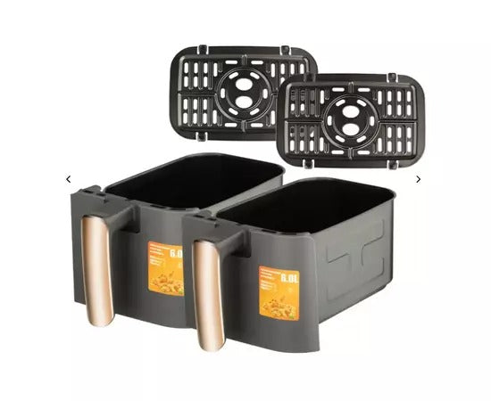 Air Fryer RAF 5236 12L XL cu 2 Coșuri Independente, Touch Screen, Ușă Dublă, 2800W - 50 hartii incluse