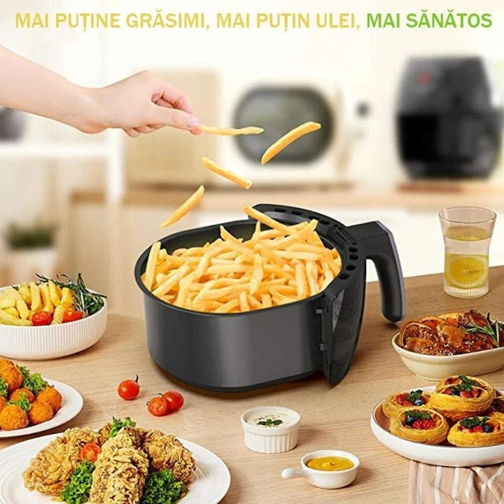 Friteuza cu Aer Cald RAF 5332B 6L, 2400W - Airfryer fara ulei, 8 programe - 50 hartii incluse - Bucatarie si electrocasnice