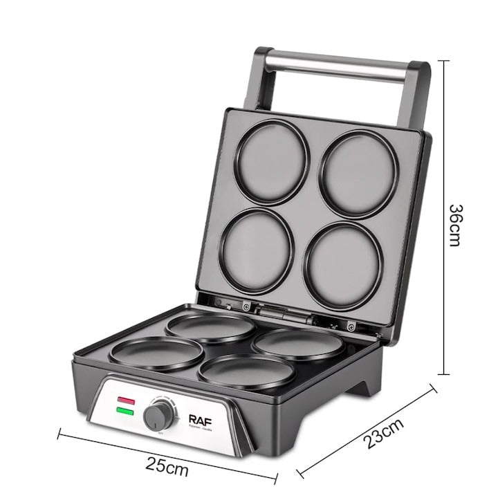 Aparat Clătite/Vafe RAF R.2520 Inox 1600W, Control Temperatură, 320x300x180mm