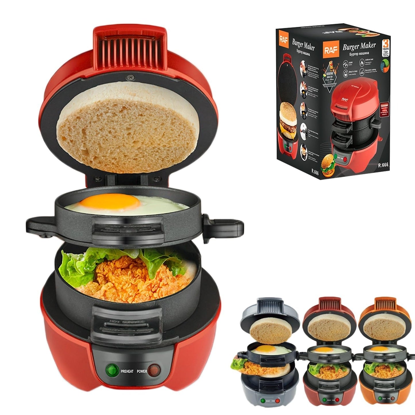 Aparat Burgeri si Sandwich RAF R666 600W - Bucatarie si electrocasnice