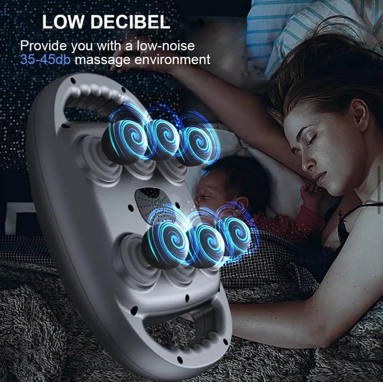 Aparat de Masaj Electric cu 6 Capete, Ecran LED, Silentios - Relaxare Musculara Acasa, Alb - Sport si timp liber