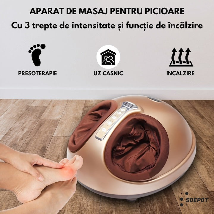 Aparat Masaj Shiatsu pentru Picioare cu Incalzire Infrarosu, 3 Intensitati, Presopunctura & Vibratii, 40W - Sanatate si