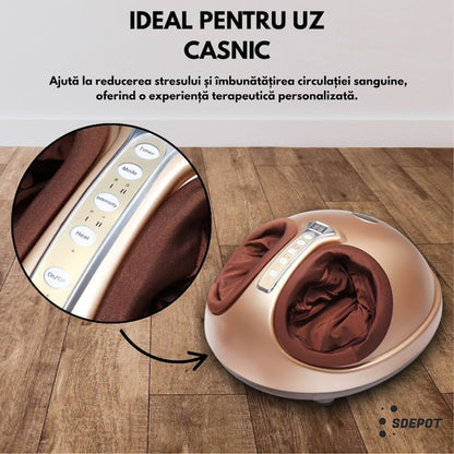 Aparat Masaj Shiatsu pentru Picioare cu Încălzire Infraroșu, 3 Intensități, Presopunctură & Vibrații, 40W