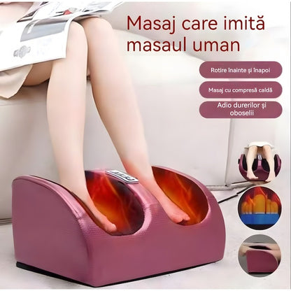 Masator Electric pentru Picioare & Gambe cu Încălzire Termală, Telecomandă, 20 Bile Shiatsu, 3 Intensități – Roșu