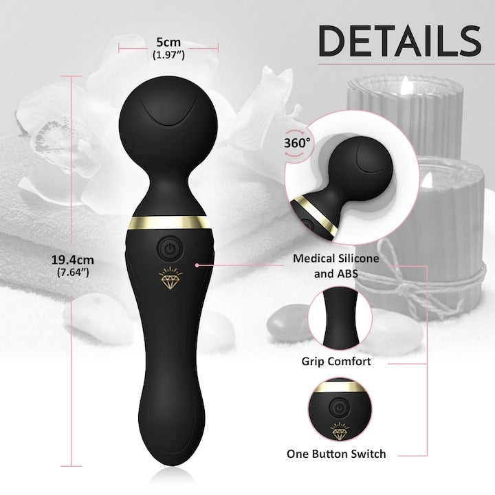 Masajer Personal Atalia 19 cm, 9 Moduri Vibrații, Silențios, USB, Impermeabil